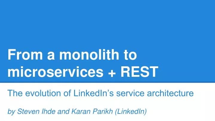 from a monolith to microservices rest