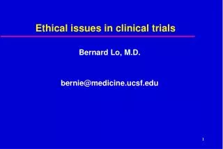 Ethical issues in clinical trials