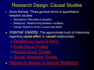 Research Design: Causal Studies