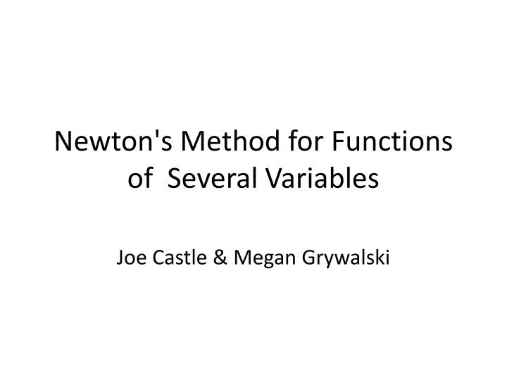 newton s method for functions of several variables