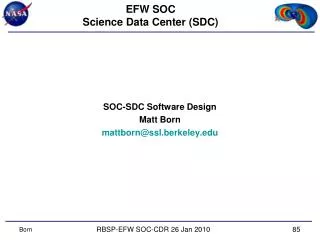 EFW SOC Science Data Center (SDC)