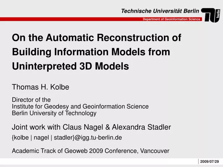 on the automatic reconstruction of building information models from uninterpreted 3d models