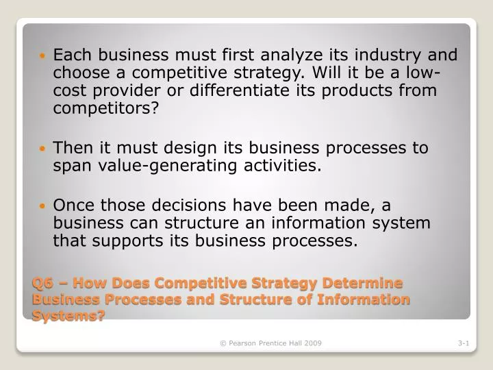 q6 how does competitive strategy determine business processes and structure of information systems