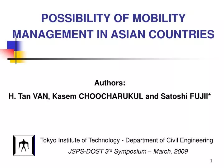 possibility of mobility management in asian countries