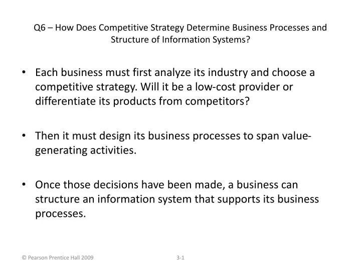 q6 how does competitive strategy determine business processes and structure of information systems