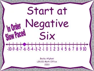 Start at Negative Six