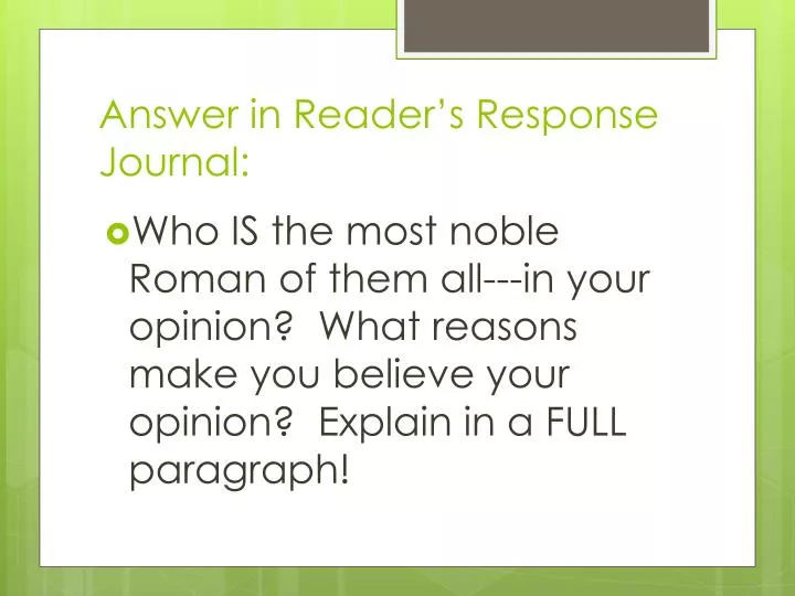 answer in reader s response journal