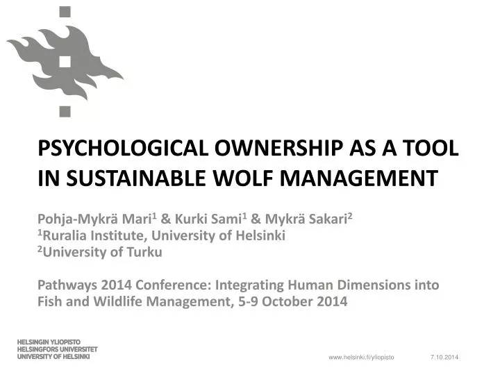 psychological ownership as a tool in sustainable wolf management