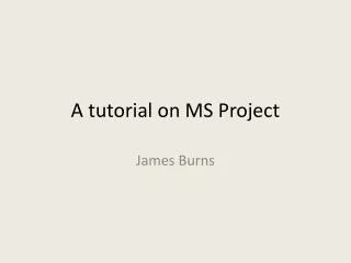 A tutorial on MS Project