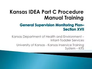 Kansas IDEA Part C Procedure Manual Training