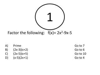 Factor the following: f(x)= 2x 2 -9x-5