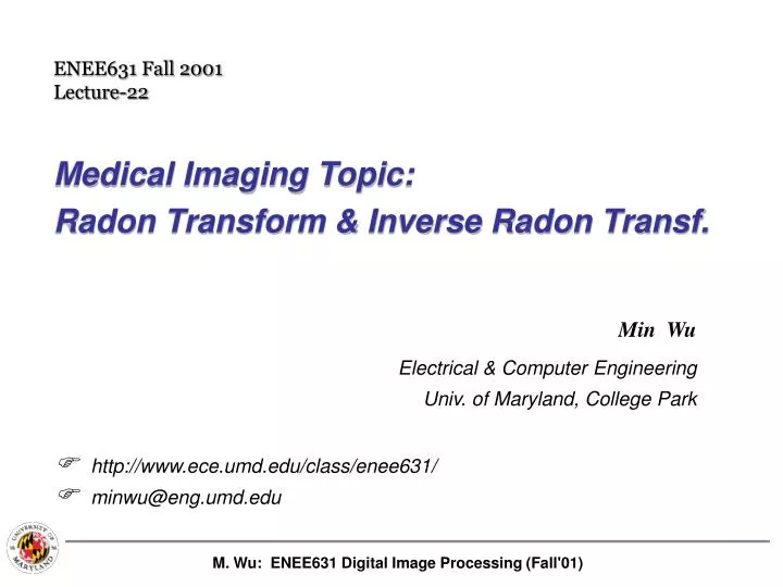 medical imaging topic radon transform inverse radon transf