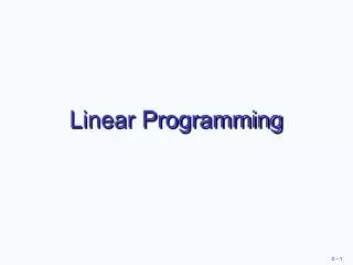 Linear Programming