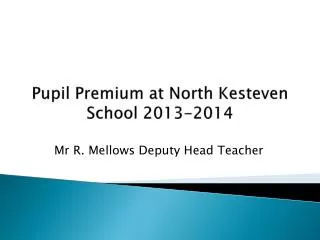Pupil Premium at North K esteven School 2013-2014