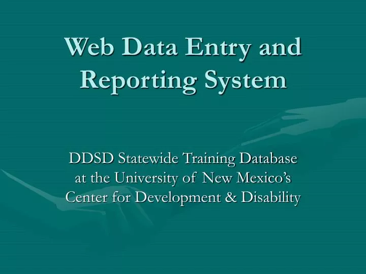 web data entry and reporting system