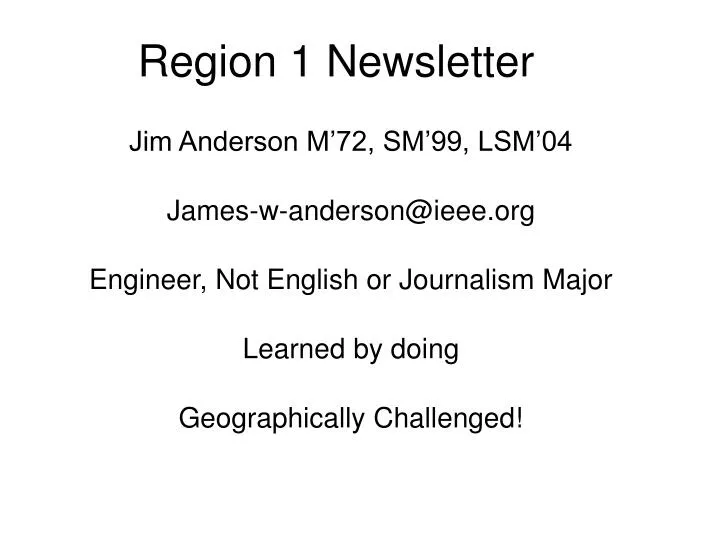 region 1 newsletter