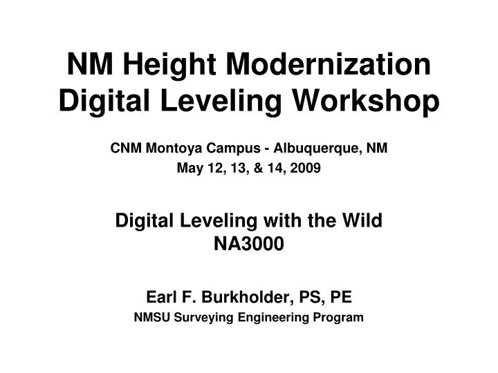 nm height modernization digital leveling workshop