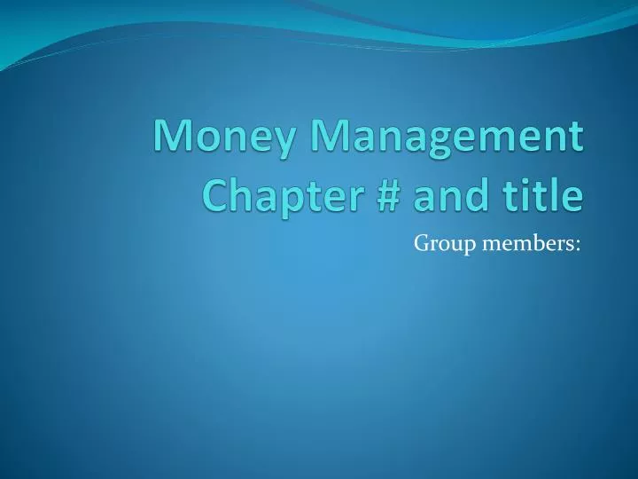 money management chapter and title