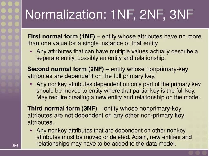 normalization 1nf 2nf 3nf