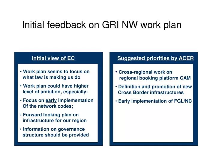 initial feedback on gri nw work plan