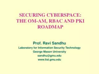 SECURING CYBERSPACE: THE OM-AM, RBAC AND PKI ROADMAP