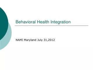 Behavioral Health Integration