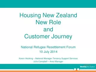 Housing New Zealand New Role and Customer Journey