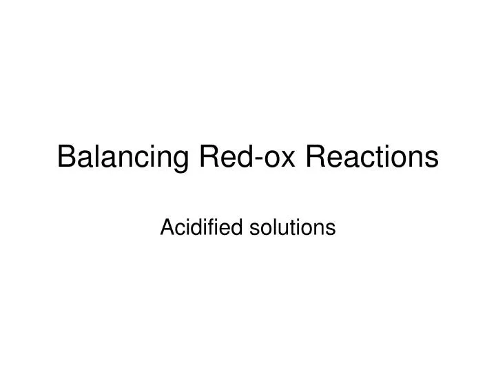 balancing red ox reactions