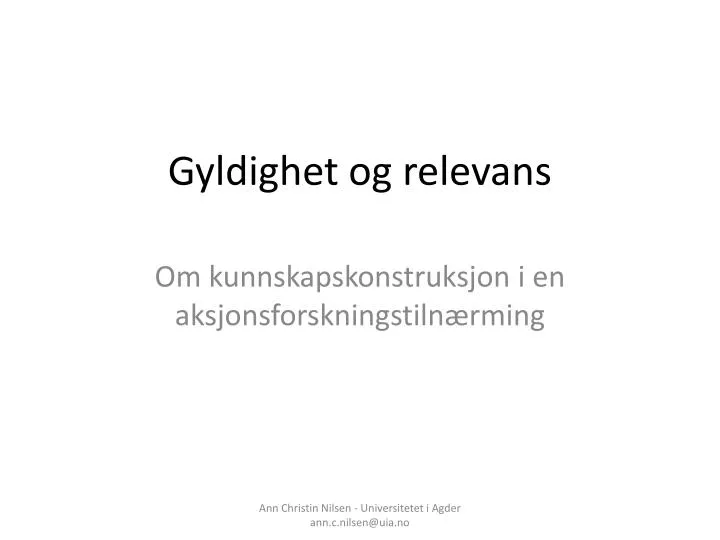 gyldighet og relevans