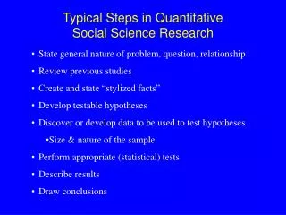 Typical Steps in Quantitative Social Science Research