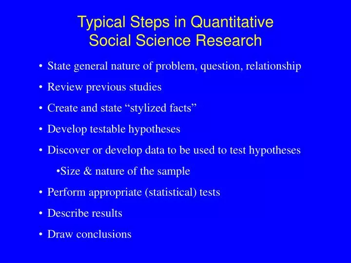 typical steps in quantitative social science research