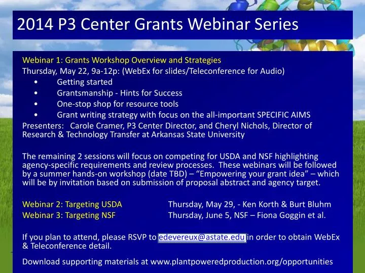 2014 p3 center grants webinar series