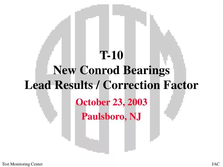 t 10 new conrod bearings lead results correction factor