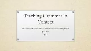 Teaching Grammar in Context