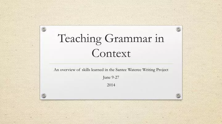 teaching grammar in context