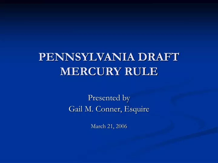 pennsylvania draft mercury rule
