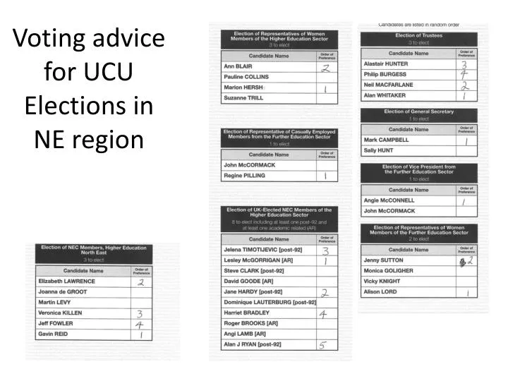 voting advice for ucu elections in ne region