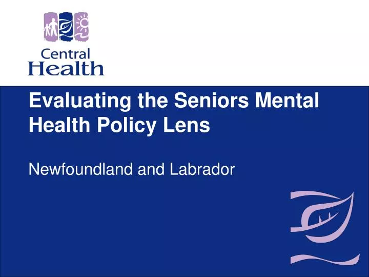 evaluating the seniors mental health policy lens