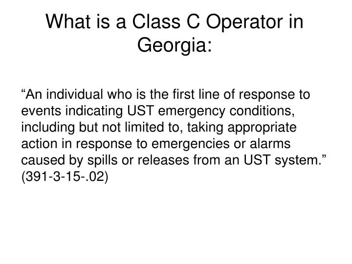 what is a class c operator in georgia