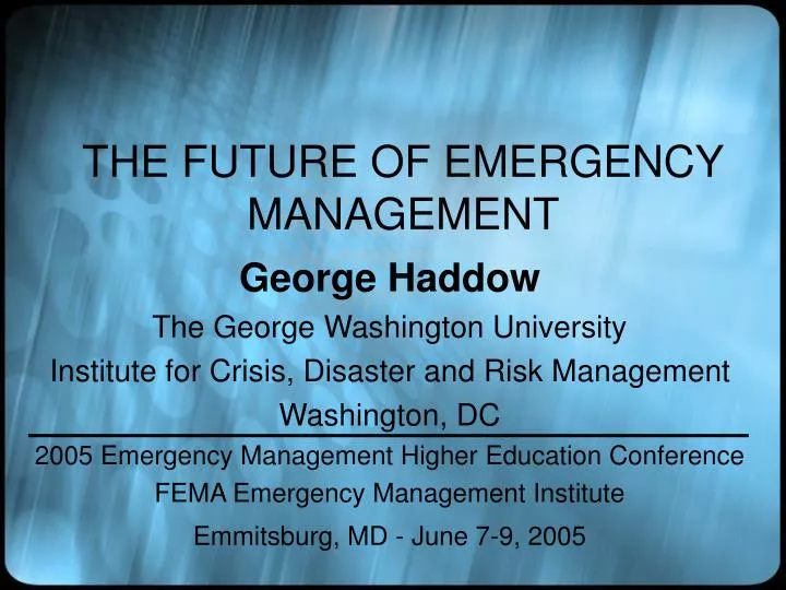 the future of emergency management