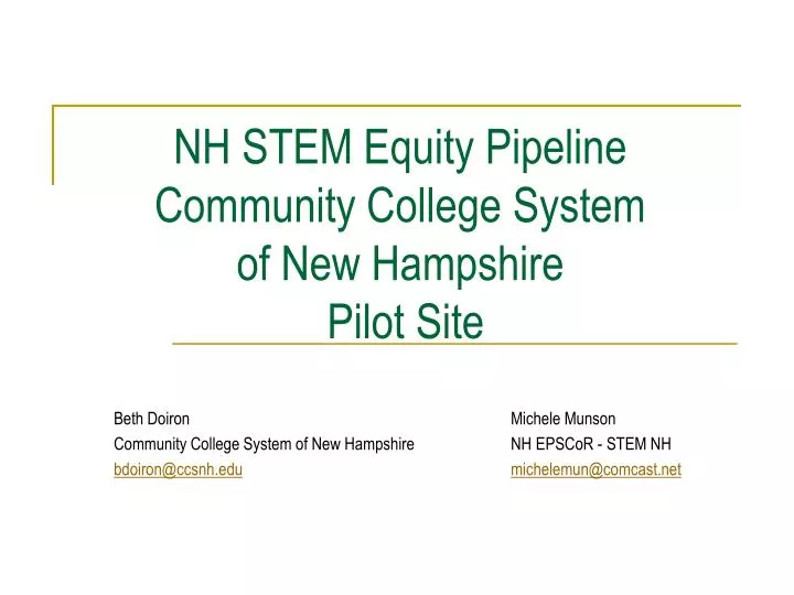 nh stem equity pipeline community college system of new hampshire pilot site