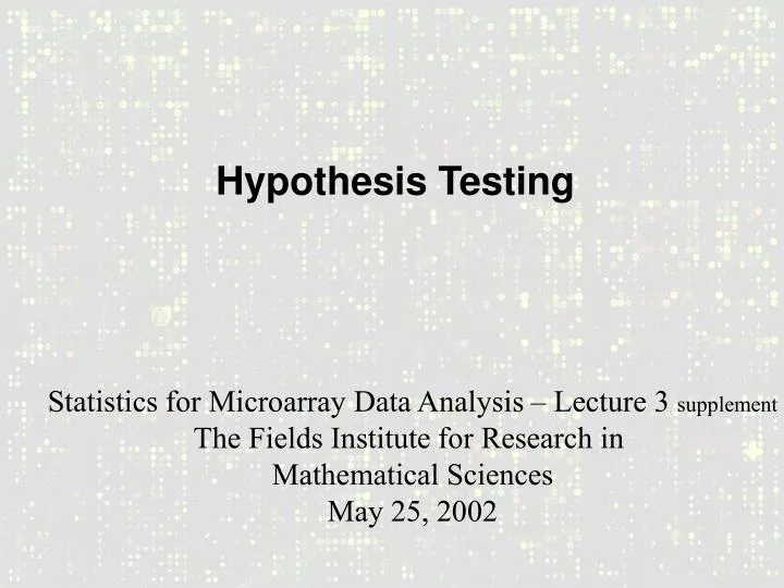 hypothesis testing