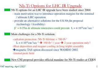 Nb-Ti Options for LHC IR Upgrade