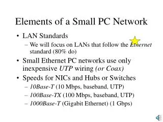 Elements of a Small PC Network