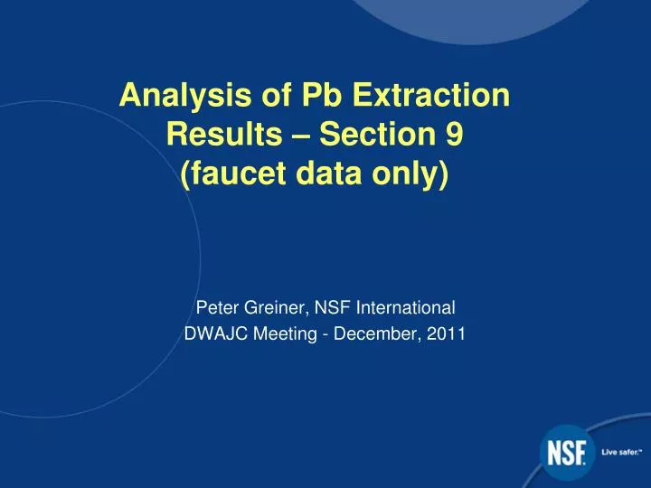 analysis of pb extraction results section 9 faucet data only