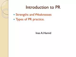 Introduction to PR