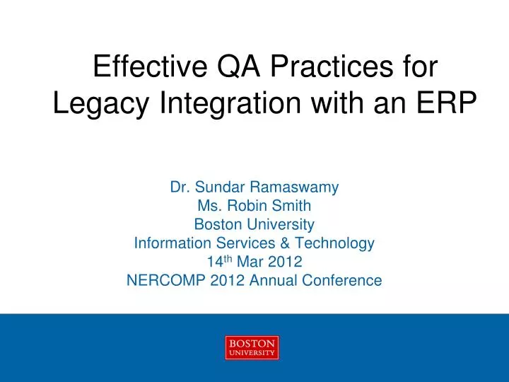 effective qa practices for legacy integration with an erp