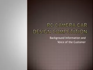 RC Camera Car Design Competition