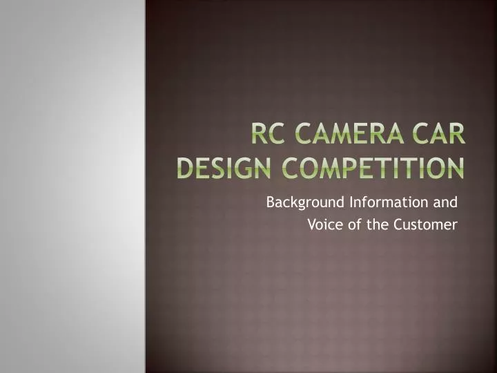 rc camera car design competition