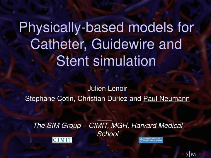 physically based models for catheter guidewire and stent simulation